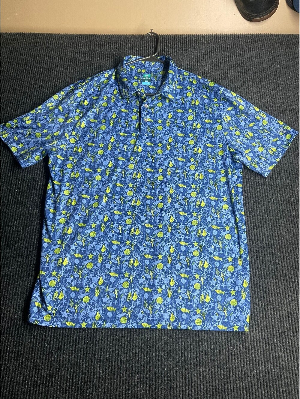 Pro Tour Cool Play XL Golf Shirt Ocean Theme Vacation Shirt